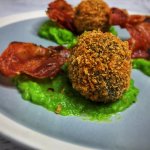 Black Pudding Bon Bons with Prosciutto Crisps